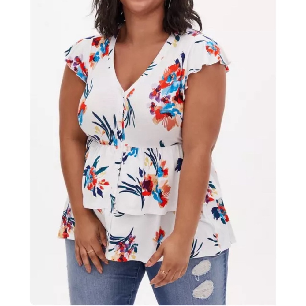 Torrid Super Soft Button-Front Tiered Babydoll Top - Plus Size 3